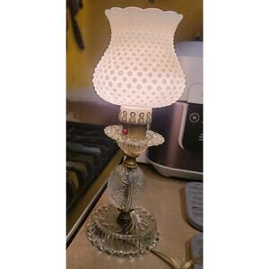 Vintage, Hobnail Milk Glass Lamp (large 18” Tall) Works
